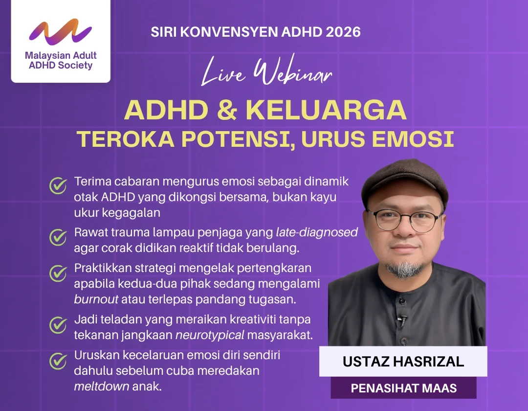 Poster ADHD & Keluarga: Teroka Potensi, Urus Emosi